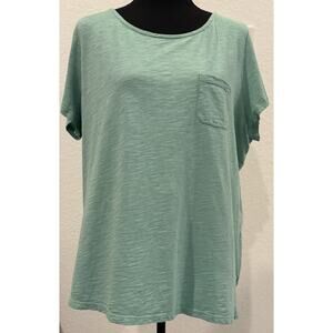 Talbots Women’s Plus 1X Green Slub Knit Short Sleeve Pocket Tee